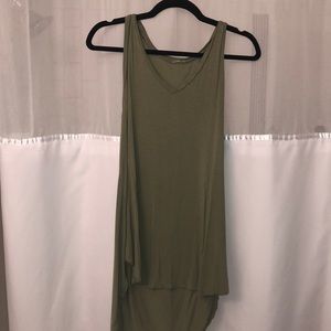 Olive green v neck flower tank